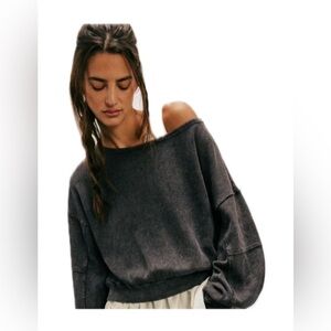 Free People cropped thermal in washed black size S